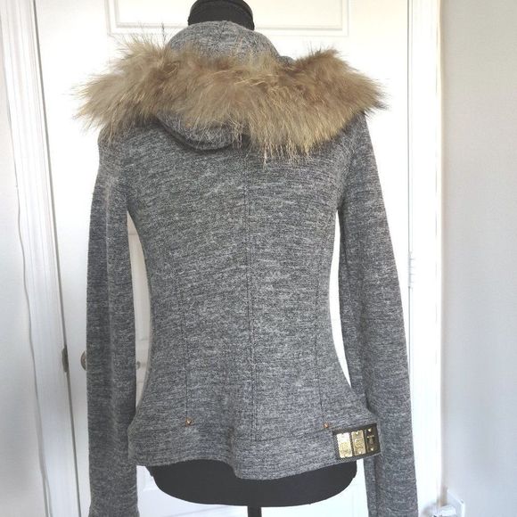 MET knit zip front fitted jacket with fur hoody - Picture 4 of 4